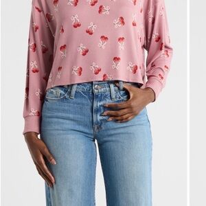 Lucky Brand Pink Cherry Pattern Top